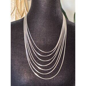 Vintage Crown Trifari Necklace Elegant 5-Strand Silver-Tone Layered w/Box Clasp